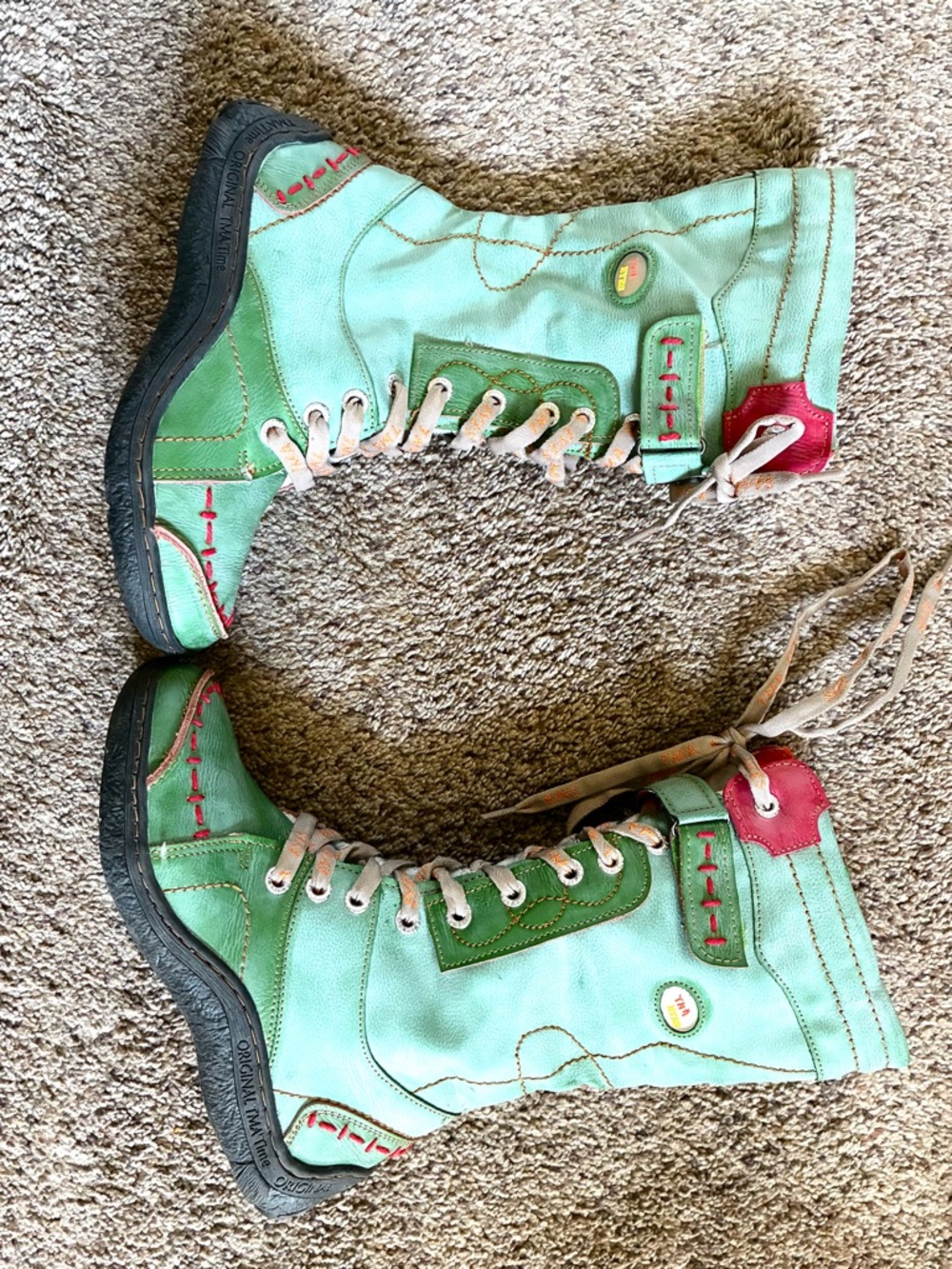 Fun and Funky Mint Green High-Top Lace-Up Boots